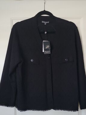 Adrianna Papell Black Knit Cardigan/ Jacket with Faux Pocket detail XL